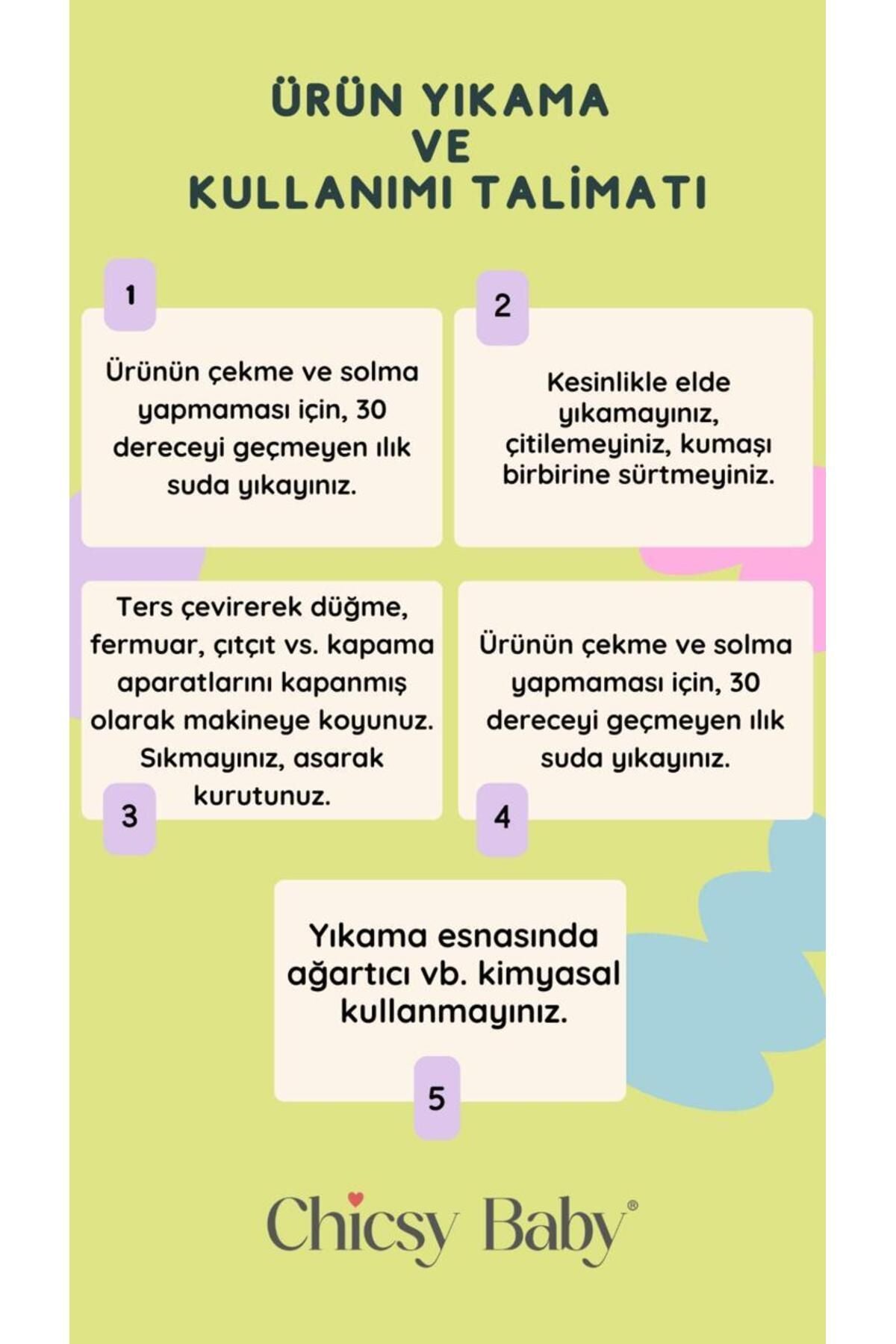 %100 Pamuklu Yaka Detaylı Zıbınlı Bebek 3'lü Takım